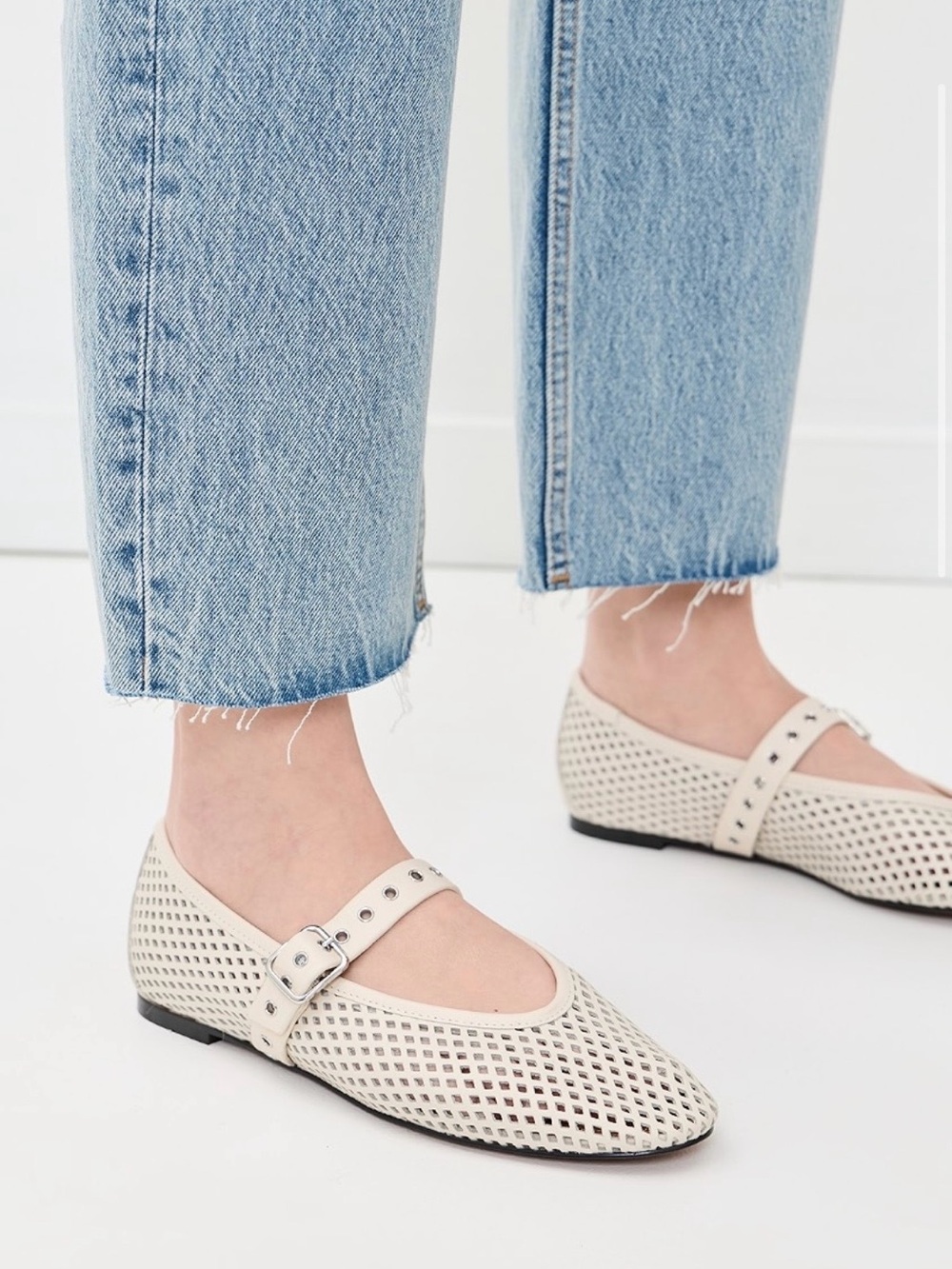 The Remy Mary Jane Flats In Perforated Leather Size 8.5 - Excellent condition.